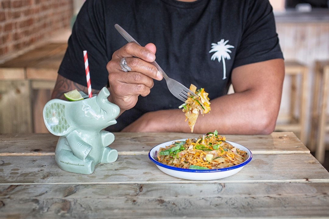 The Sri Lankan dish Kotthu containing egg, chillies and assorted fresh vegetables